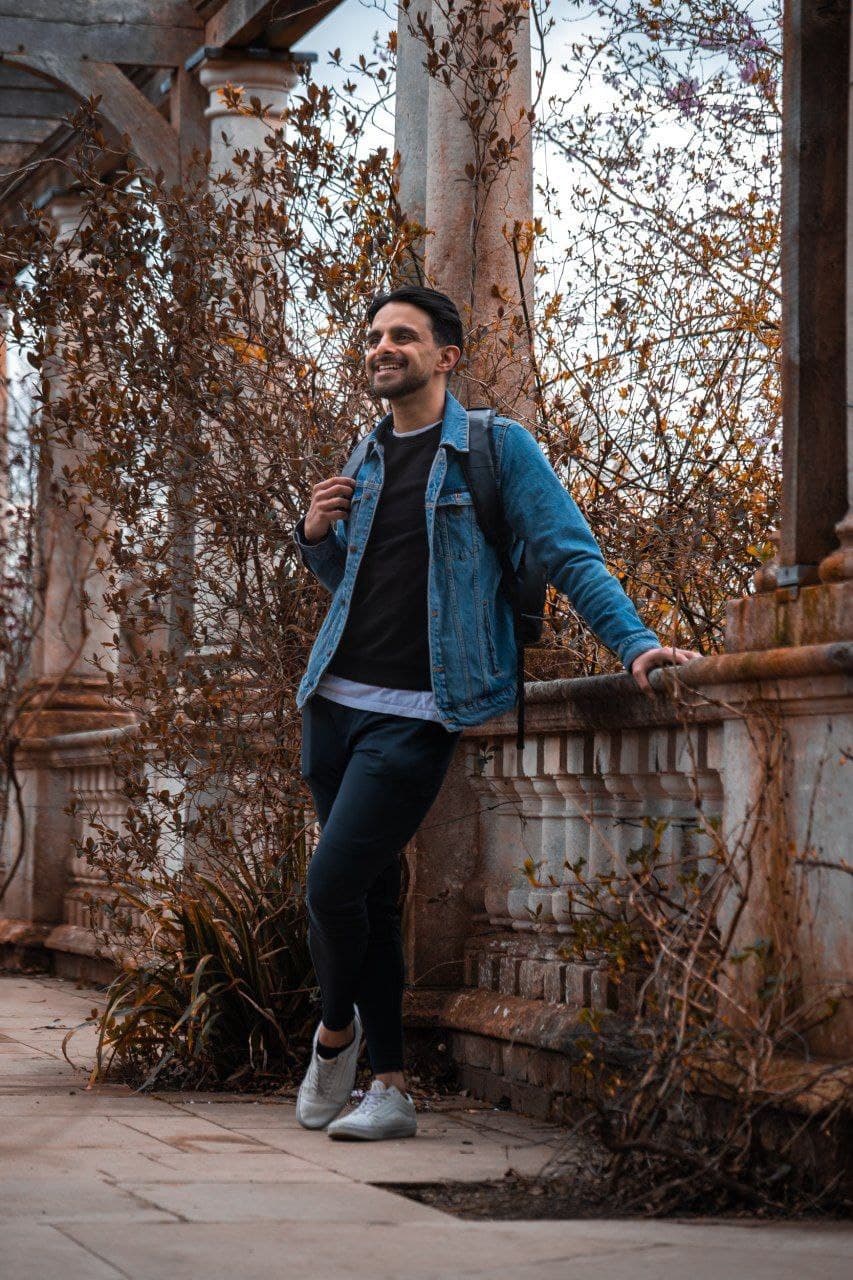 Riico smiling, denim jacket
